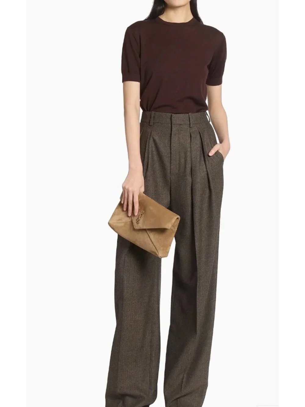 Saint Laurent Cassandre Large Envelope Pouch in Suede - Picture 3 of 15